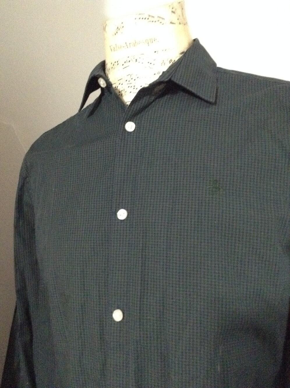 Original Penguin Munsingwear Shirt Mens Medium M Green Black Micro Check Grid LS